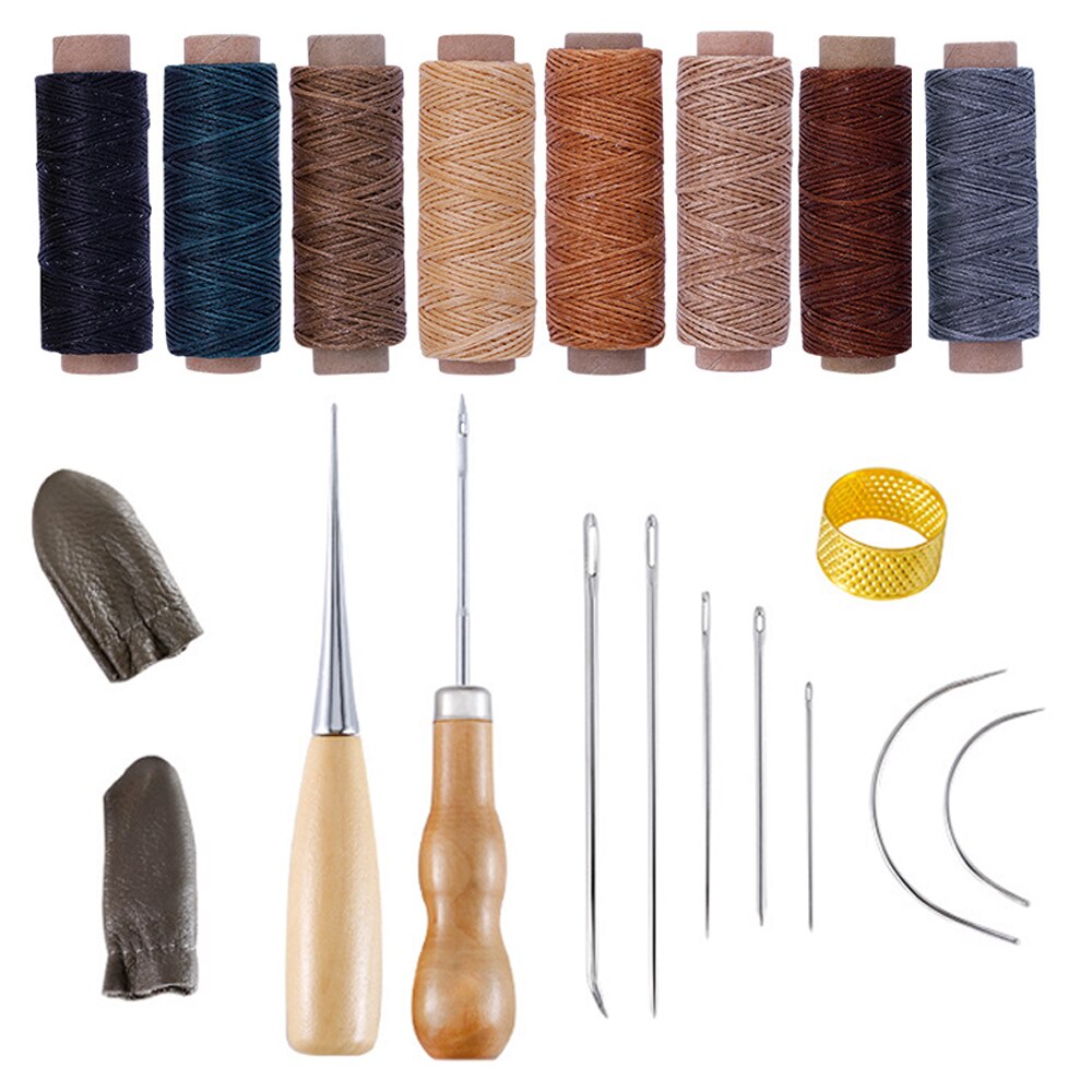 Leder NäHenne Bausatz Leder Arbeits Werkzeuge Polster Reparatur Bausatz mit Gewachst Faden Leder Nähte einstellen für DIY Schuh Reparatur Werkzeug