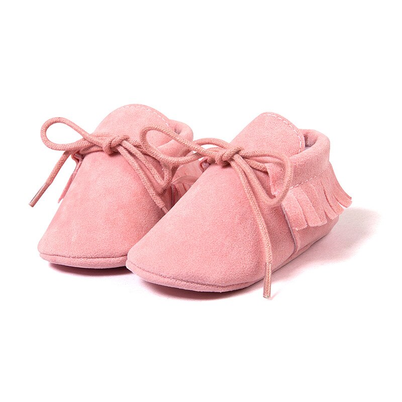 Bløde bomulds babysko sneakers skridsikre sål dejlig kvast nyfødt barn baby pige sko snekers piger drenge: Lyserød / 13-18 måneder