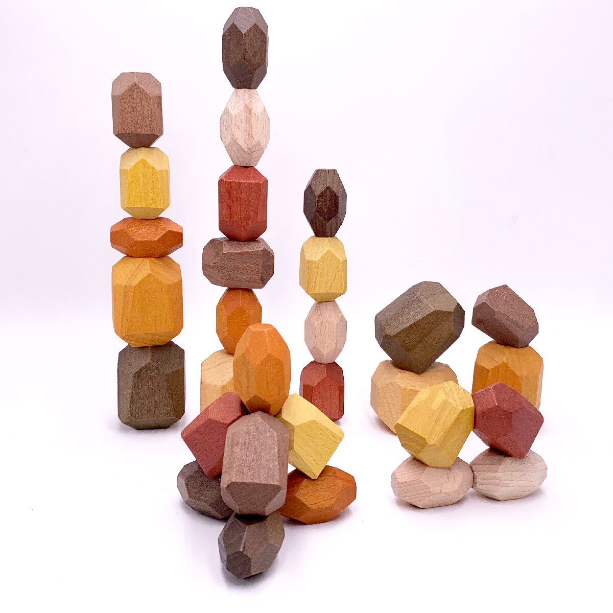 Wooden Stacking toy Montessori Toy Block Colored Stone Rocks Stones Tumi Ishi Wood Balancing Stacked Stones: 30pcs Retrospective