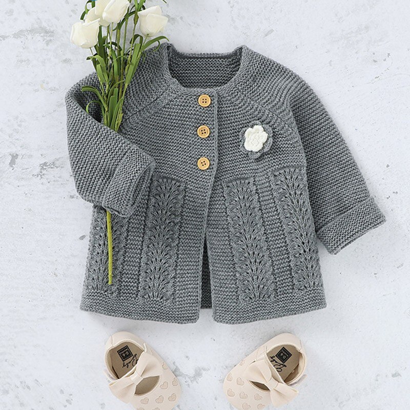 Toddler Newborn Girl Sweater Knitted Casual Knitted Boy Girl Sweaters 0-24 Months Bebes Winter Autumn Clothing Outfits: Grey / 18M