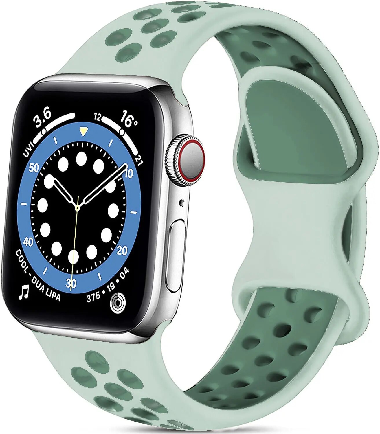 Bracelet de montre en silicone de sport de poignet de remplacement double pour la série Apple IWatch: green / 40mm et plus