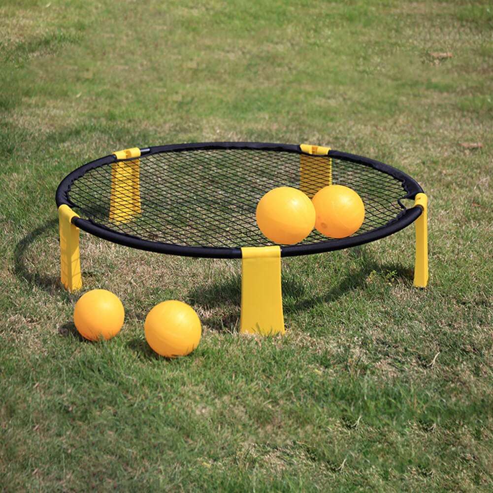 Juego de pelotas de voleibol para niños Kit de gimnasio de Fitness portátil redondo para niños con bolsa, con césped giratorio, arena, playa, patio de juegos al aire libre