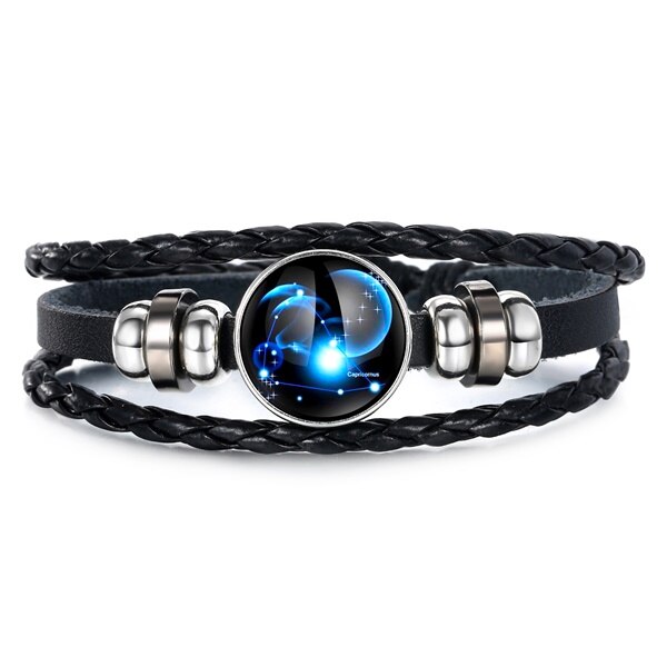 Ifmia 12 konstellationer læder stjernetegn med perler armbånd armbånd til mænd drenge smykker rejsetilbehør: 3