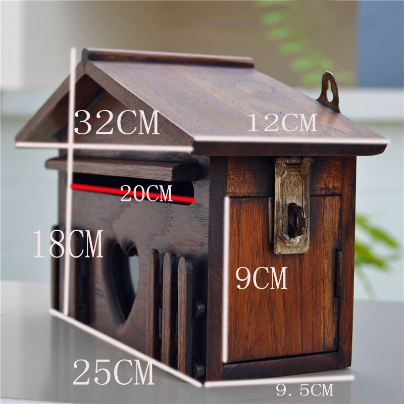 1PC Wooden Mailbox Outdoor Post Box Rainproof Suggestion Box Wall Mounted Letter Box For Home Company Garden Decor