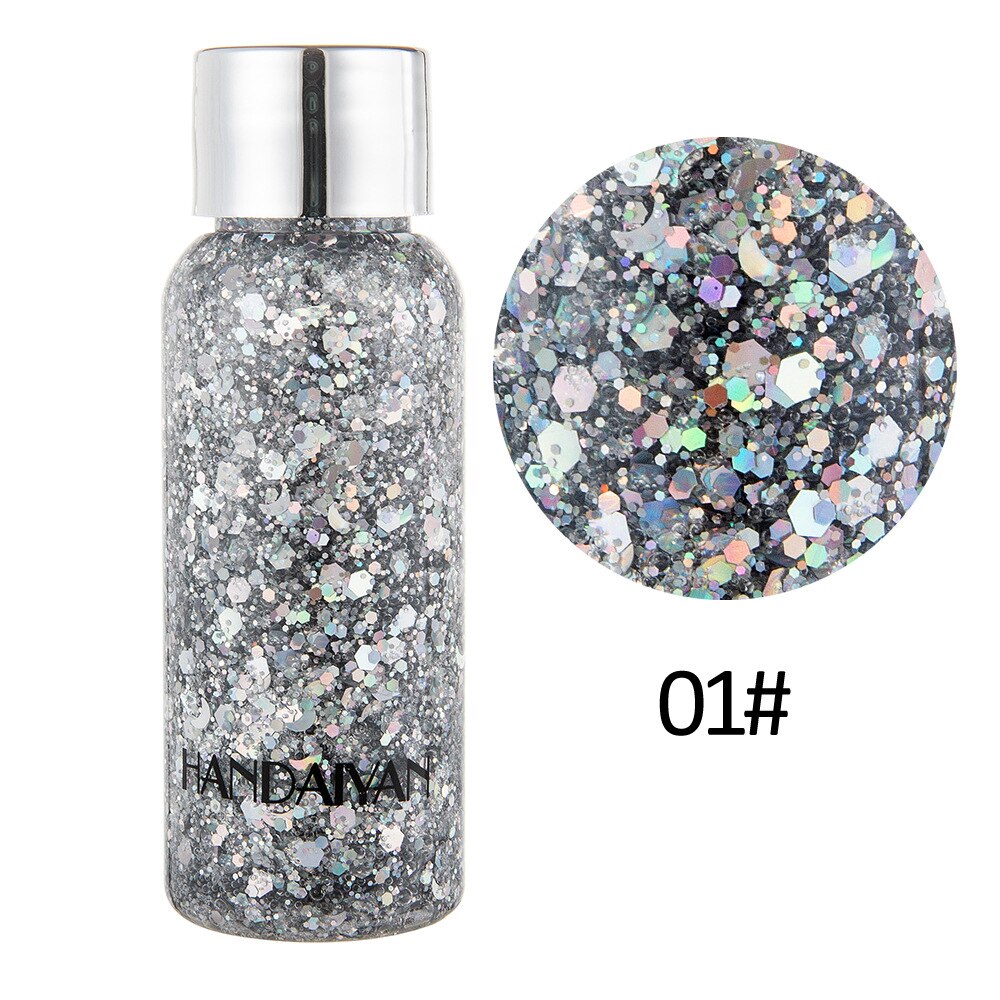 Sirena-Lentejuelas gruesas, purpurina líquida, sombra de ojos, Gel corporal brillante: 1