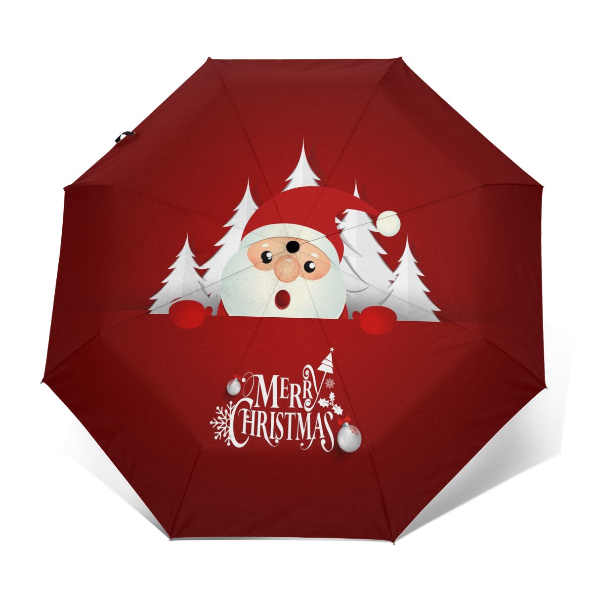 Automatic Umbrella Christmas Santa Claus three-fold umbrella women men rain umbrella: Outer Print