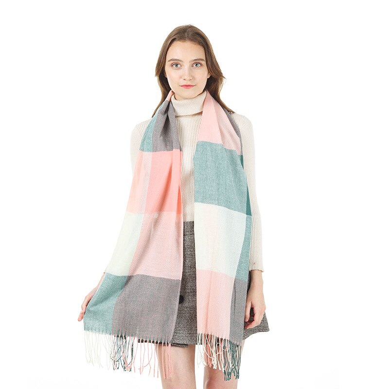 Catei Karrui Dame Winter herbst schal denker warme weibliche schal Schal Frauen einfarbig kaschmir schals mit quaste: GRLA-A7