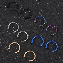 2Pcs Rvs Neus Open Hoop Ring Oorbel Body Piercing Sieraden 4 Kleur Zwart Goud Neus ringen Neus Stud