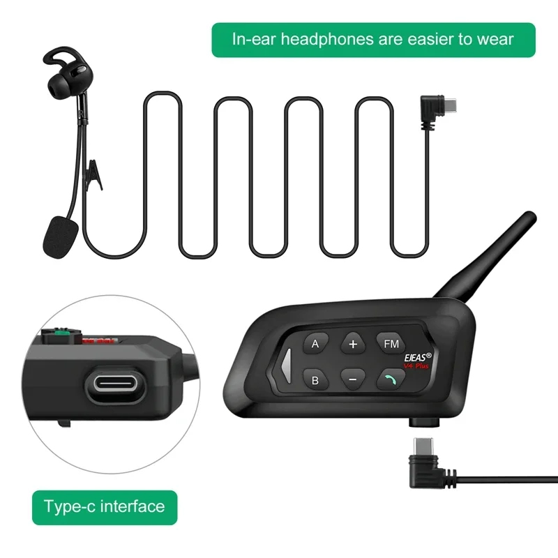 Ejeas  v4c plus football referee intercom headset 1200 m football full duplex bluetooth conference interphone
