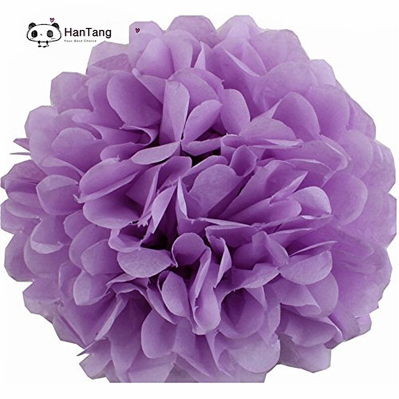 10 st 20cm hängande silkespapper pom poms papper blomboll hem trädgård gör-det-själv bröllopsrum dekoration fest layout tillbehör 6 zsh 014: Ljuslila