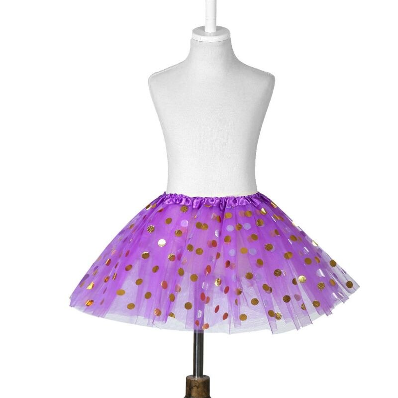 Meisjes Gelaagde Ruffle Tutu Rok Glitter Stip Pailletten Prinses Tule Jurk F3ME: Lavendel