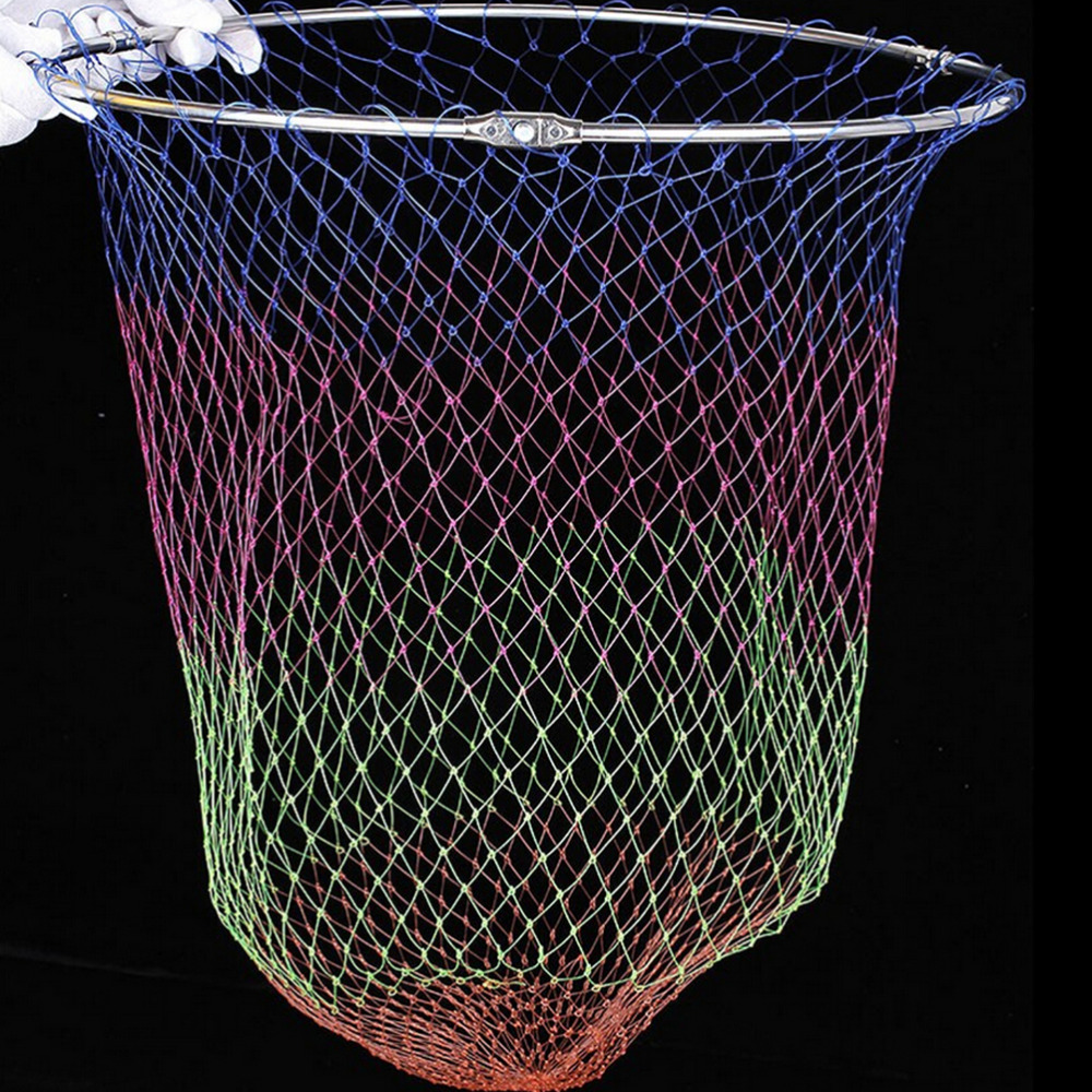 Red de nailon plegable para pesca, 1 unidad, herramientas de pesca, agujero de malla de rombo, Red de inmersión de aterrizaje de nailon plegable en 3 tamaños