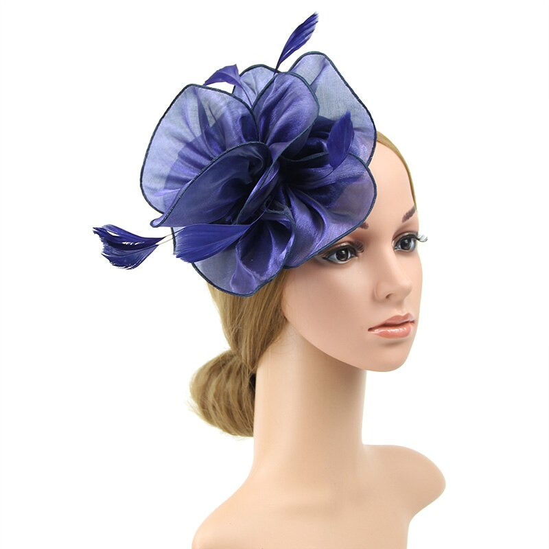 Fascinateur avec bandeau plume fleur pilulier chapeau pour femmes Cocktail rose: Navy Cocktail Hat