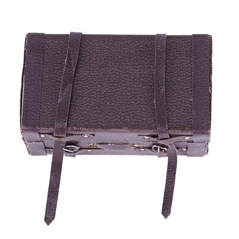 Mini caja de equipaje de madera de cuero Vintage en miniatura para casa de muñecas, 1:12