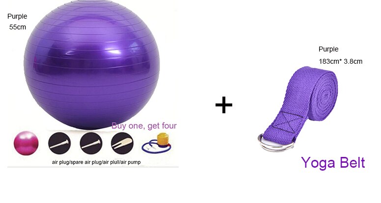 Pelota de Yoga para Fitness, Pilates, gimnasio, Fitball, tren de masaje, ejercicio de equilibrio, deporte, Fitness, silla, pelota inflable suave de 55-75cm: Purple55cmPurple33cm