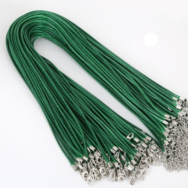 2mm 10 stks/partij Handgemaakte Verstelbare Gevlochten Touw voor Kettingen & Hanger Charms Bevindingen Karabijn String Koord DIY 45 cm + 5 cm: Dark Green