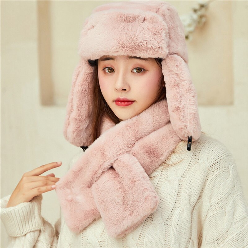 Outdoor winter muts sjaal set dames heren warme zachte mutsen oor mutsen met sjaal russische oesjanka mutsen sneeuwmutsen