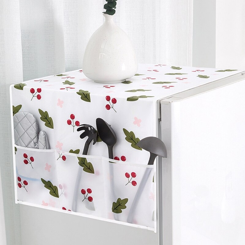 Waterproof Washing Machine Cover Multi-Function Storage Dustproof Refrigerator Cover Household Decor Supplies: D