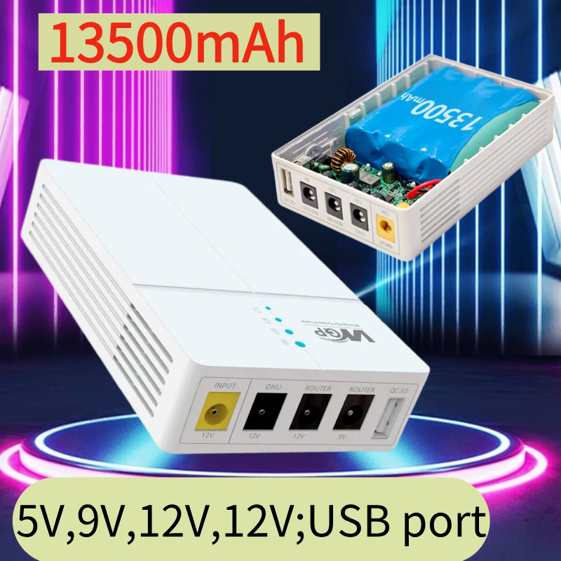 Portable Mini UPS DC Uninterruptible Power Supply 13500mAh 21700 Battery Backup 5v 9v 12v Router wifi Modem Camera WGP UPS302