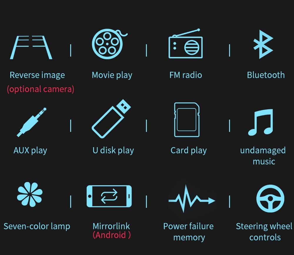 7018B 7" 2-DIN Bluetooth Car Stereo MP5 Player FM Radio Hands-free Call