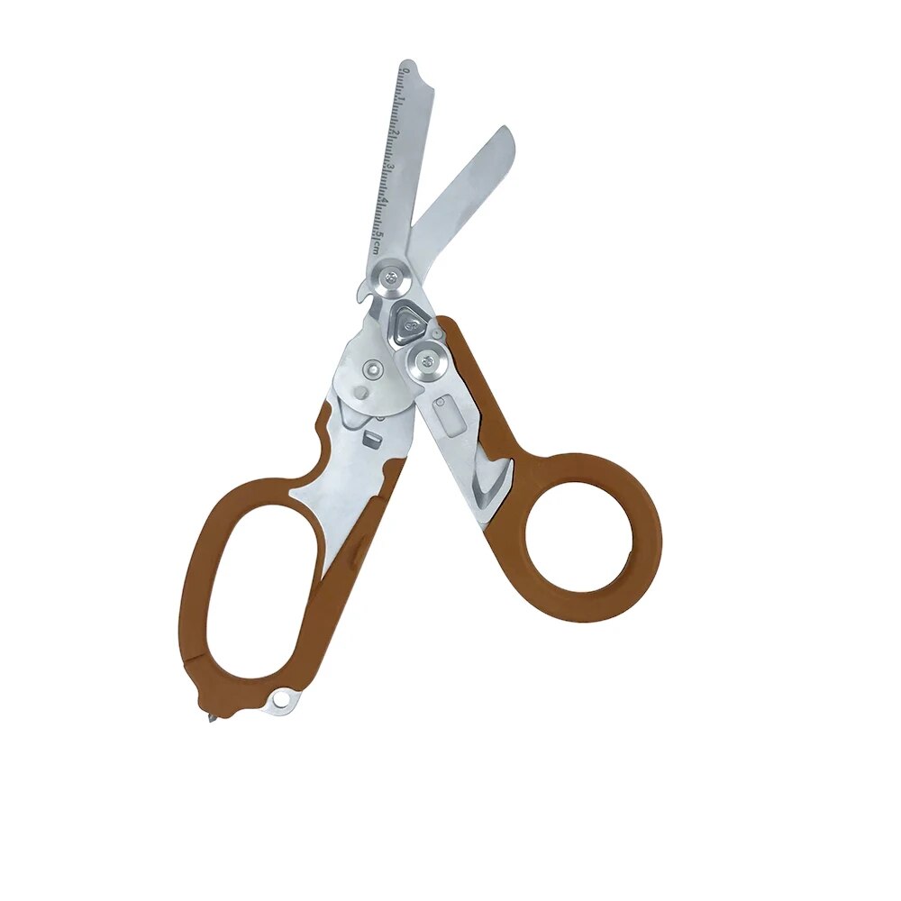 Raptor Emergency Response Shears Multifunctional Scissors with Strap Cutter and Glass Breaker with Compatible Holster: Brown