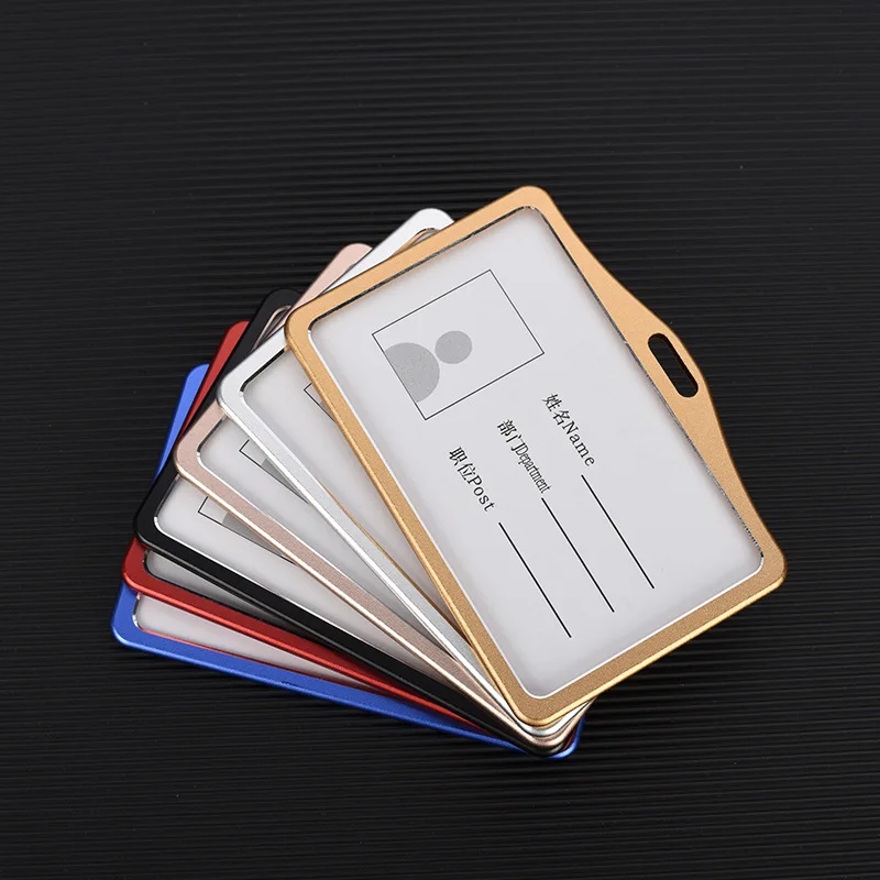 Aluminum Alloy Working Permit Cover ID Name Card Badge Holder Business Pass Card Lanyard Sleeve Case Metal Work Card Case Women