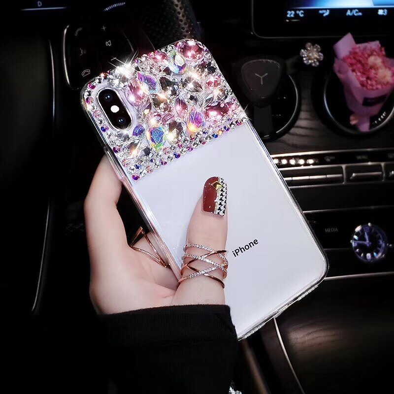 Luxus Bling Strass Kristall Farbe Diamant Weiche Zurück Telefon Fall Für iPhone 6 6s plus 7 8 Plus X XS XR XS Max 11 Abdeckung