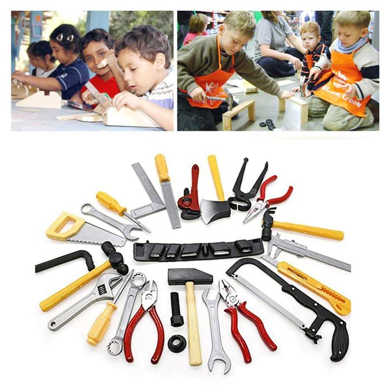 1 sæt børns simuleringsreparationsværktøj legetøj multifunktionelt tang legetøj spille manuel plast hammer skruetrækker hus educatio  l6 q 2
