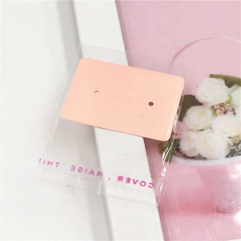 200Pcs 2.5x3.5cm Paper Earring Packaging Cards Multi-style Ear Studs Packaging Card Jewelry Display Card With OPP Bags: Orange