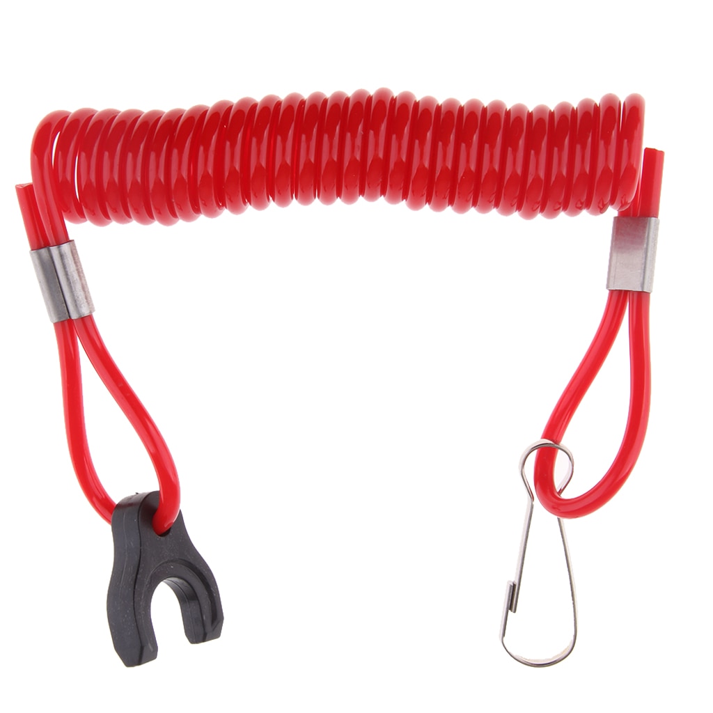 Emergency Kill Stop Switch Cut-Off Key with Stretch Safety Tether Lanyard for Tohatsu Outboard Motors (Red)
