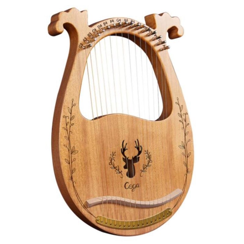Cega Lyre Harp,Greek Violin,16 Strings Harp Mahogany Lyre Harp,Portable Stable Sound Harp for Instrument Lovers: Default Title