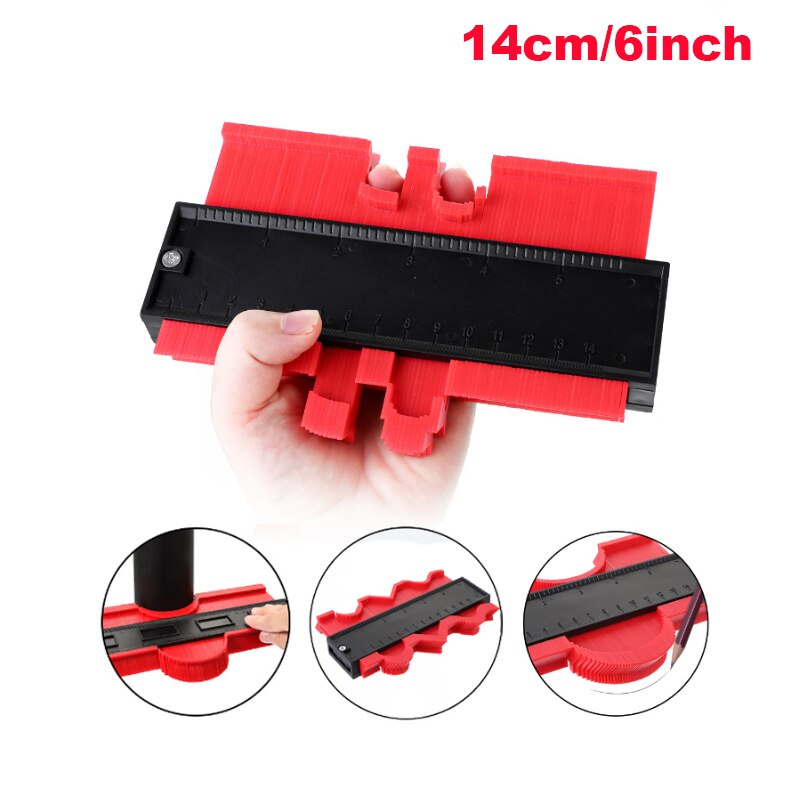 5/6/10Inch Profile Measuring Tools Deep Duplicator Tiling Laminate Woodworking Irregular Plastic Gauge Contour Gauge Ruled: 6 inch Red