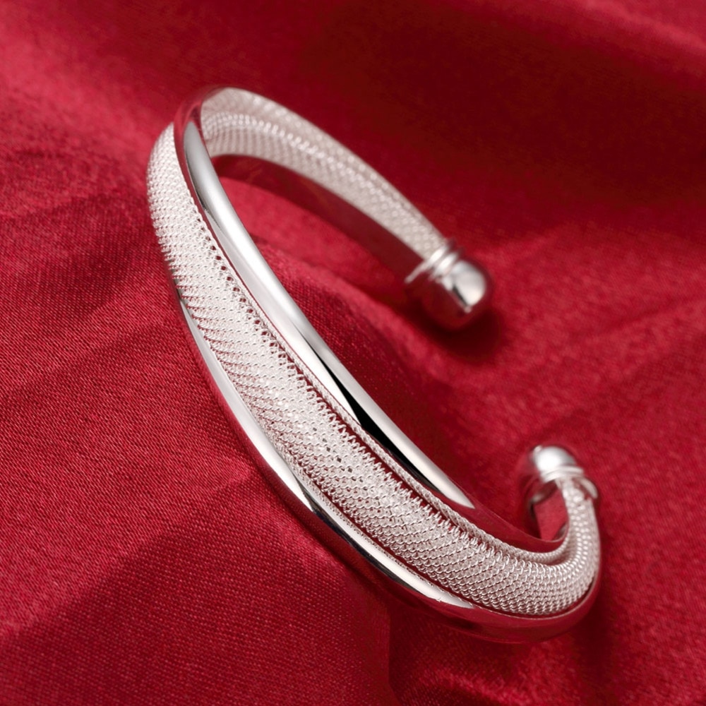 B019 enkle fabrikk sølv armbånd smykker sølv farge smykker søte kvinner klassisk armbånd