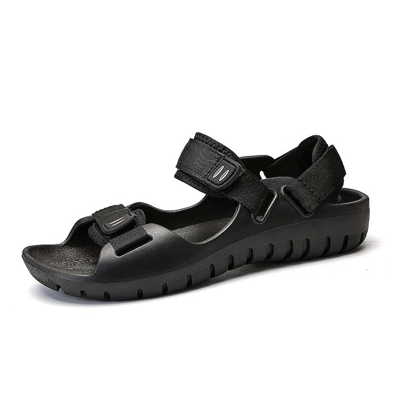 Mænd sandaler komfortable mænd sommer hjemmesko sko stor størrelse bløde strandsandaler mænd roman komfortable mænd sommer lejligheder: Sort / 10