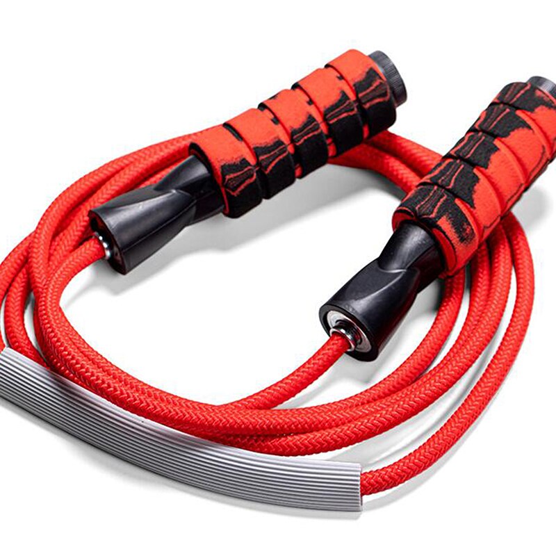 Bomvabe Zwaar springtouw voor volwassenen, 1 kg, voor fitness, spieropbouw, 3 m lang verzwaarde springtouw voor training, sportschool, binnen en buiten, zwart