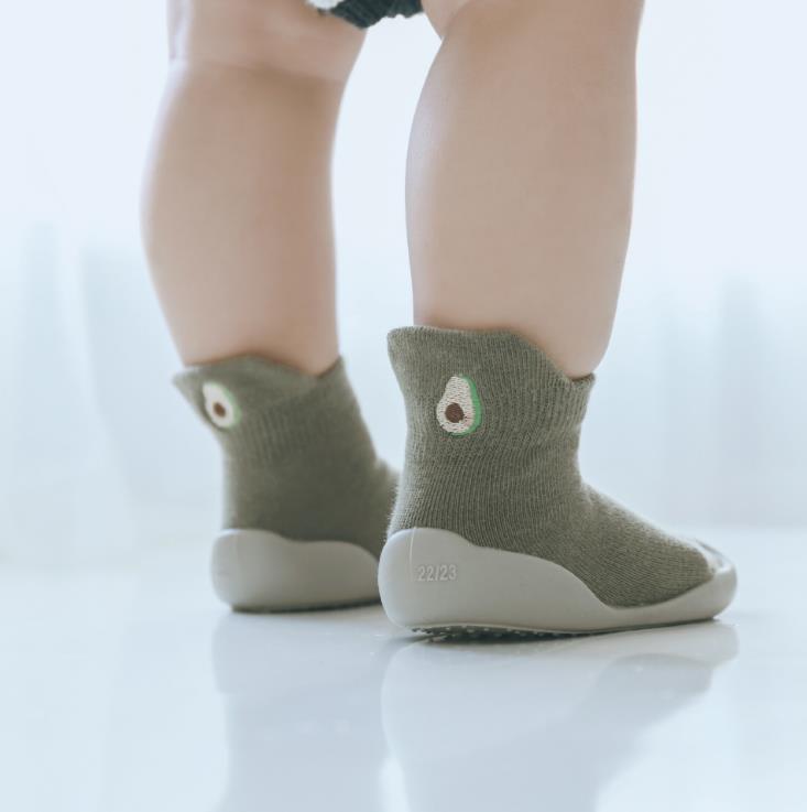 Bébé bambin chaussures bébé chaussures antidérapant chaussures chaussette plancher chaussures pied chaussettes fruit 5 couleurs 5 taille tz04