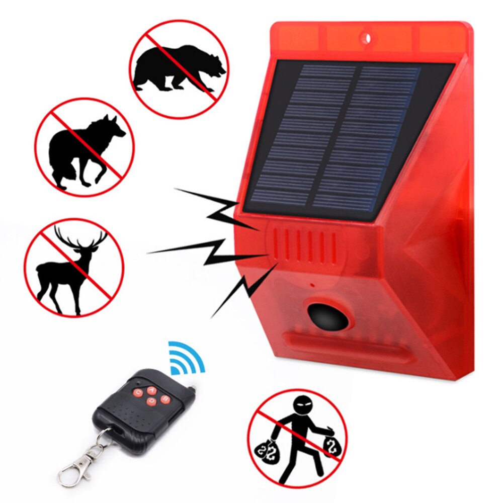 Sol lyd alarm fjernbetjening flash advarsel lyd lys alarm bevægelses sensor sirene strobe sikkerhed alarm system til gård hjem