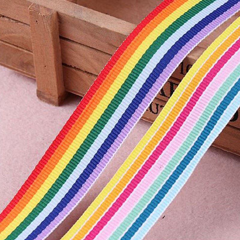 Correas de poliéster de colores del Arcoíris de 50 yardas, cinta de 10mm, 15mm, 20mm, 25mm, 30mm y 40mm para bolsa de zapatos, accesorios de costura de ropa DIY