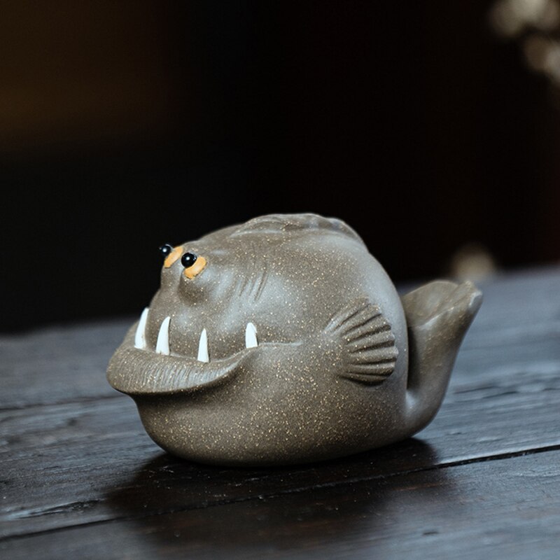 Statue de requin modèle fait à la main, ornements de table à thé, Sculpture yixing, en argile violette, thé, artisanat de bureau, décoration de service à thé