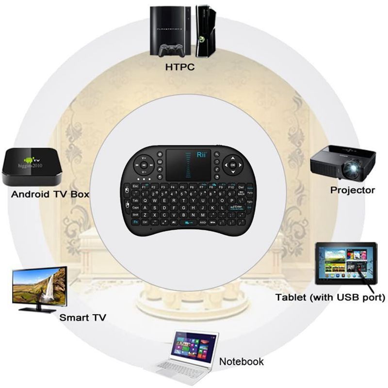 Rii – Mini clavier sans fil russe i8, batterie au Lithium, Air Mouse, télécommande avec pavé tactile, pour PC, boîtier TV, Windows