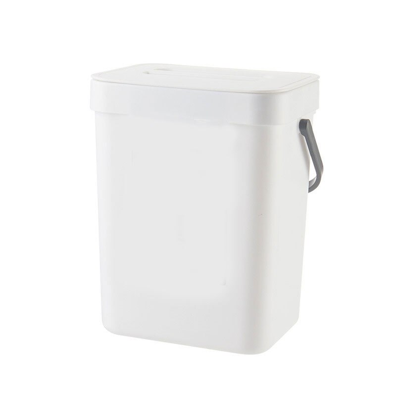 Ho Kitchen Hanging Open Cover Waste Bucket Household Living Room Bedroom Wall Hanging Portable Rectangular Trash Can SMR88: White  3L