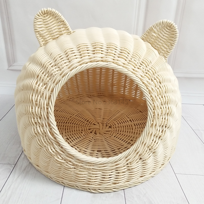 Caseta para gatos mimbre cuatro estaciones Red Universal lavable Casa Roja s verano pequeña perrera siamesa: Azul marino