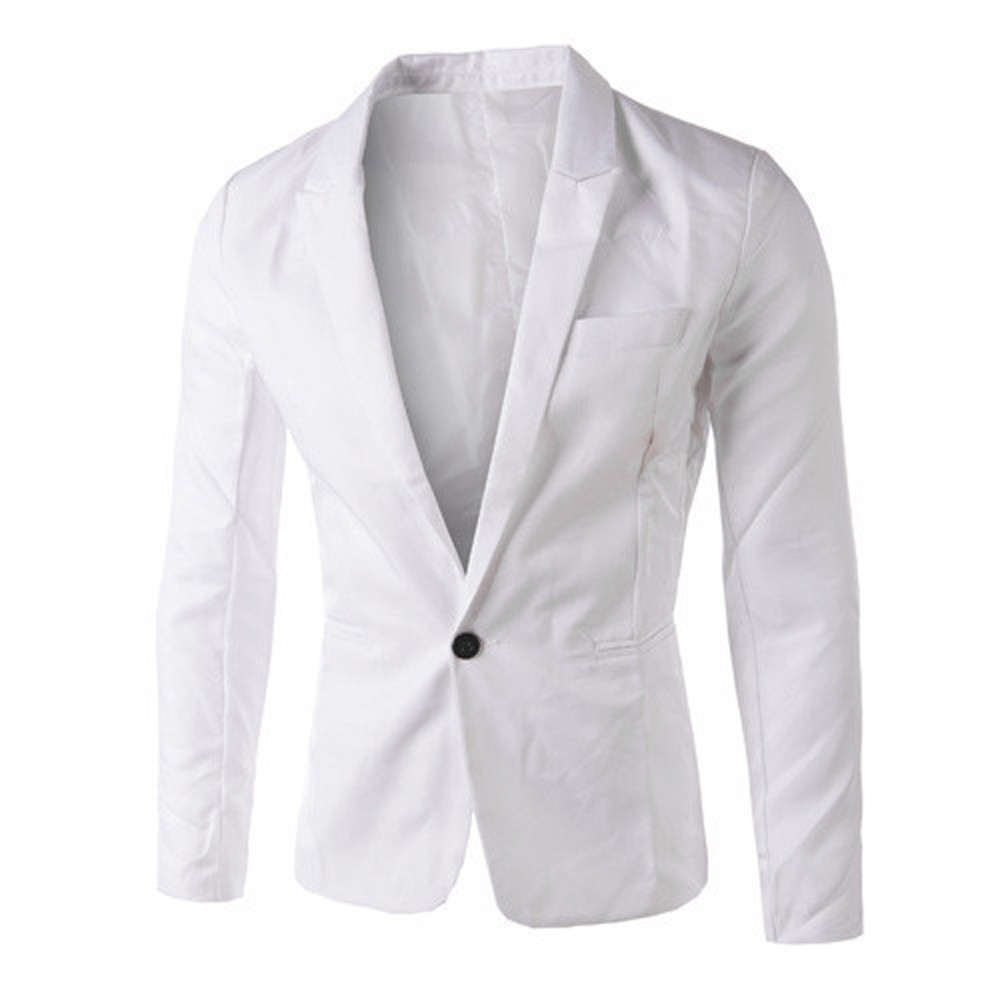 Jakkesæt til mænd blazer jakke charme mænds casual slim fit jakkesæt med én knap blazer brudekjole terno masculino frakke jakke toppe mænd: Hvid / L