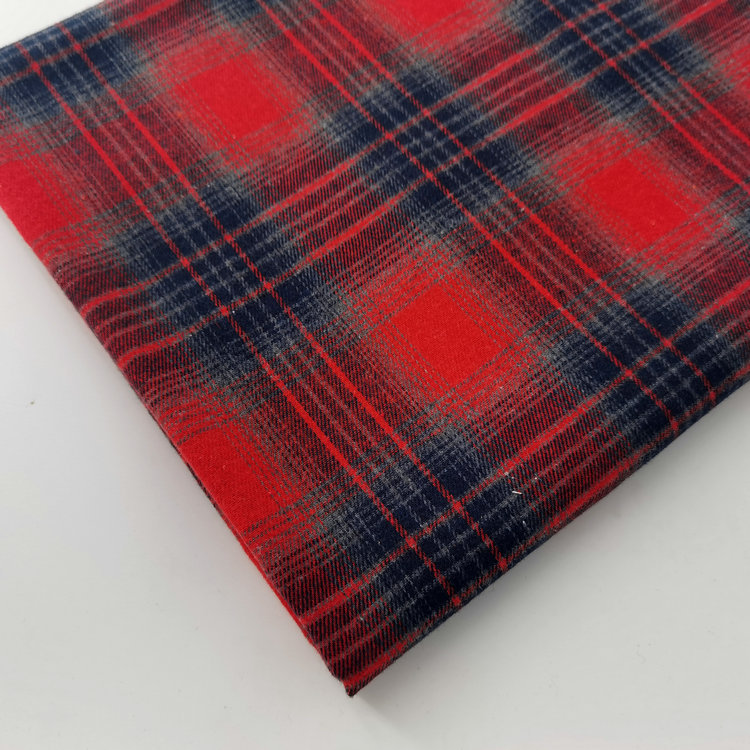 Harjattu Ruudullinen Kangas Metri - 100x145cm - Polyesteri/Puuvilla - Paita, Mekko, Hame: Punainen