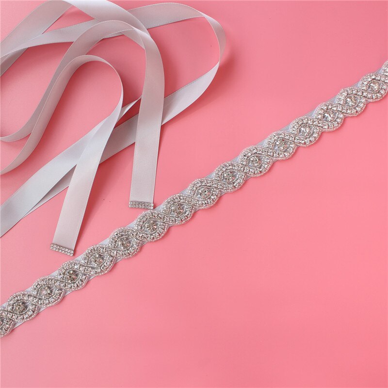 Steentjes Trouwjurk Riem Sliver Crystal Bridal Sash Diamant Bruids Riem Voor Vrouwen Jurken: light gray