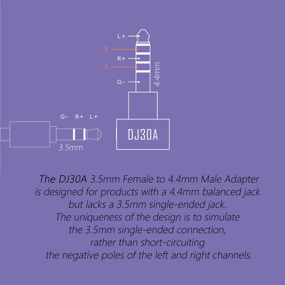 Dd ddhifi  dj30a,  kvinnelig 3.5 adapter. påfør  til 3.5mm hodetelefonkabler, fra 4.4 utganger som cayin ifi fiio hiby shanling etc.