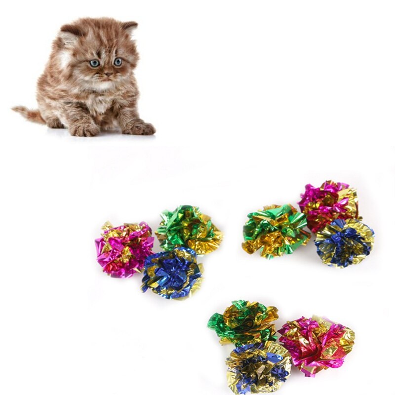 Boules d'aluminium colorées froissées pour chat, 12 pièces, balles en papier, jouet pour chat, boules en Mylar
