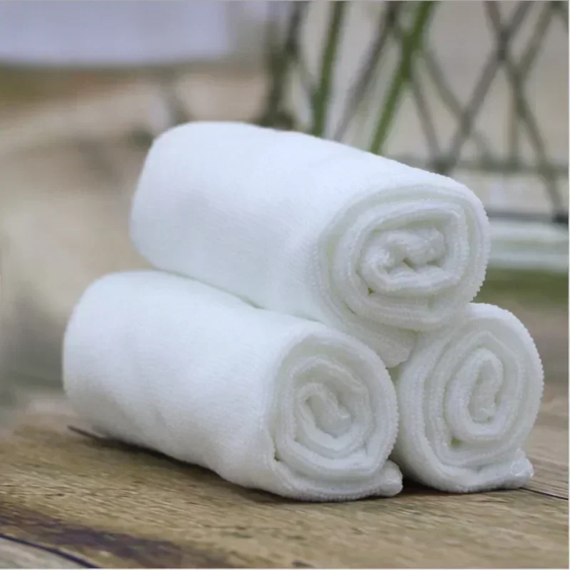 Toalla facial de tela de microfibra suave blanca, Toalla de baño para Hotel, paños de lavado, toallas de mano, toalla de limpieza multifuncional portátil, 5-10 Uds.