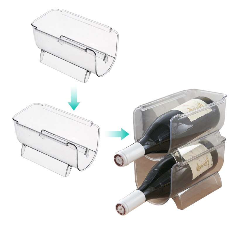 Kitchen Refrigerator Organizer Wine Beer Bottle Storage Rack Stackable Bottle Holder Countertop Storage Shelf Space Saving