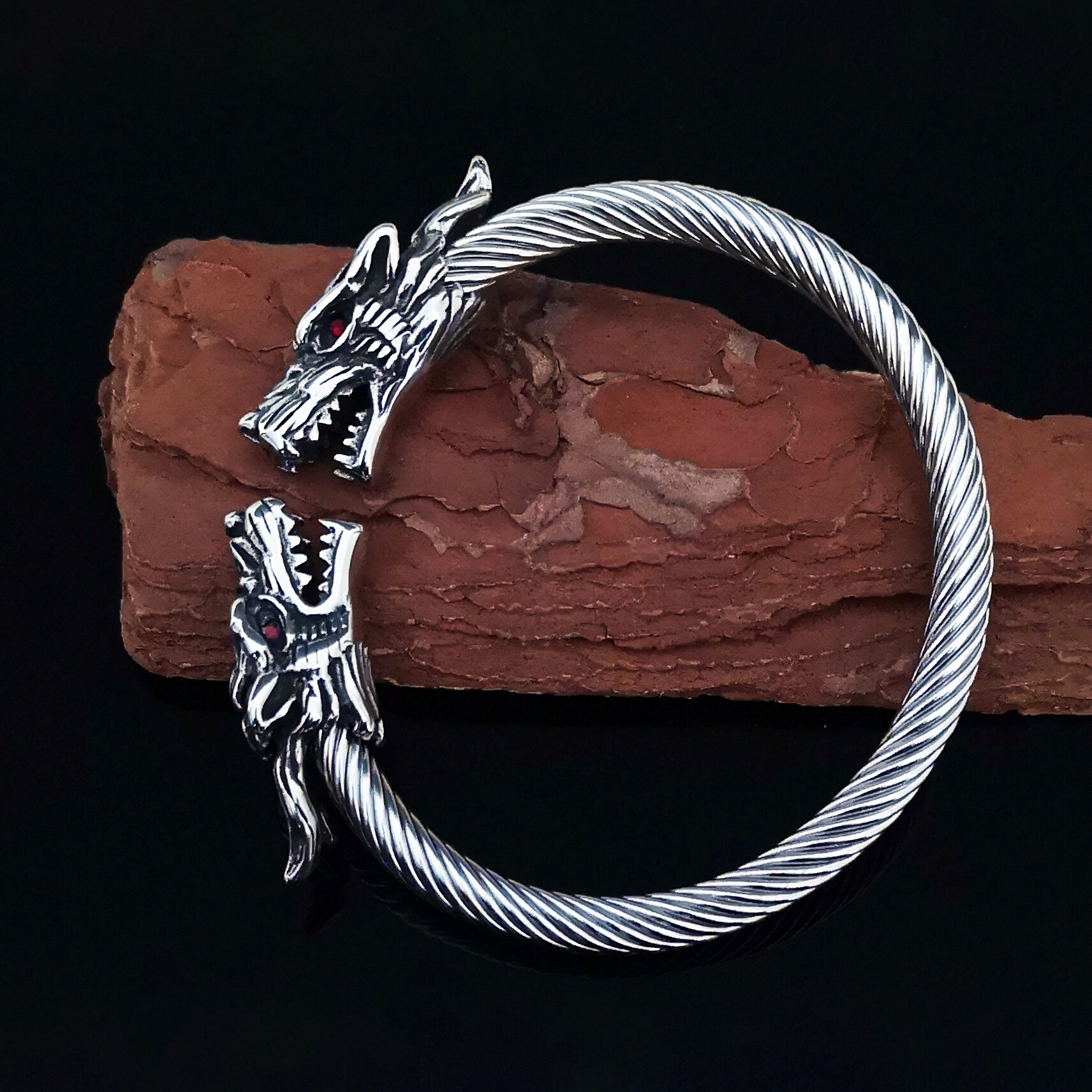 Vargarmband i rostfritt stål smycken tillbehör vikingarmband herrarmband manschett armband kvinnligt armband